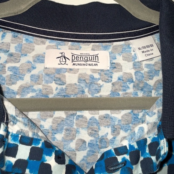 Original Penguin Blue and Black Geometric Polo - Picture 3 of 4